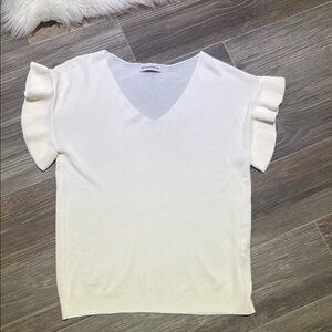 White Ruffle Sleeve Top